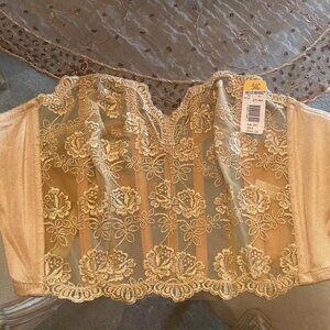 New With Tags Vintage Lily of France Bustier Corset Top Gold Lace Sz 34C